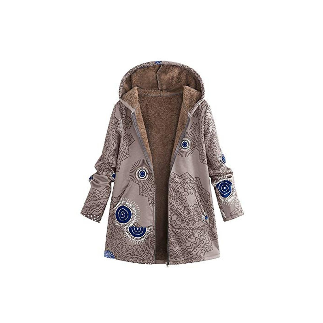 Social Abrigo De Invierno Mujer Libre Abrigos para Mujer Rebajas Talla Grande Abrigo con Capucha De Manga Larga Vintage Cremallera Señoras Abrigos con Bolsillos Gruesos De Lana riou