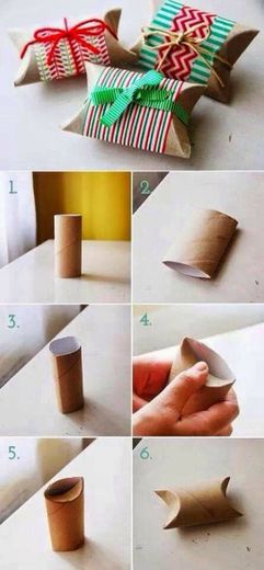 Embalagens feitas de rolinho de papel higiênico 