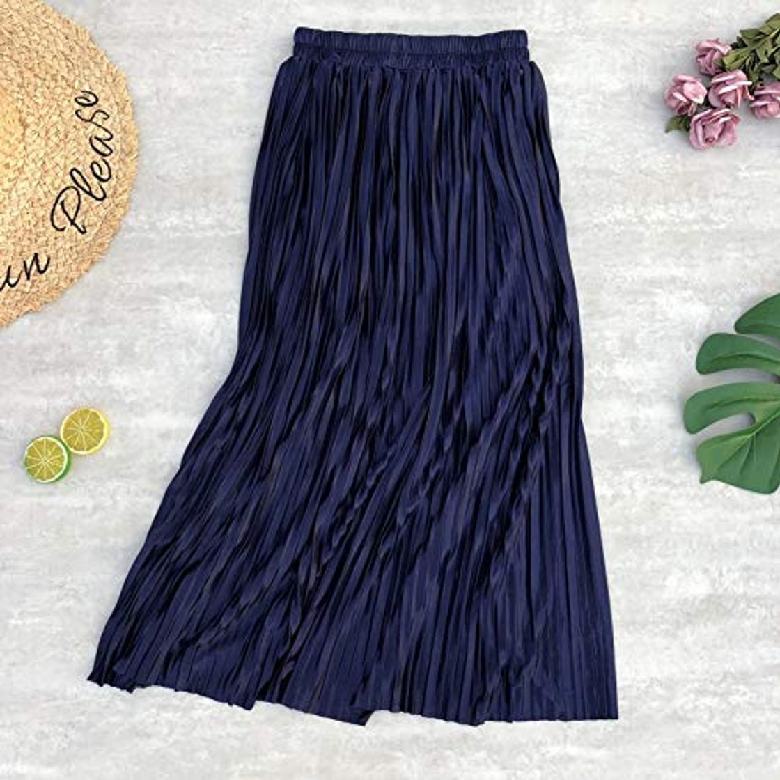 Moda VIOYO Faldas Midi para Mujer Summer Light Metallic Pleated High Strethed Cintura Color Caramelo Faldas largas Daily Casual Style Saia