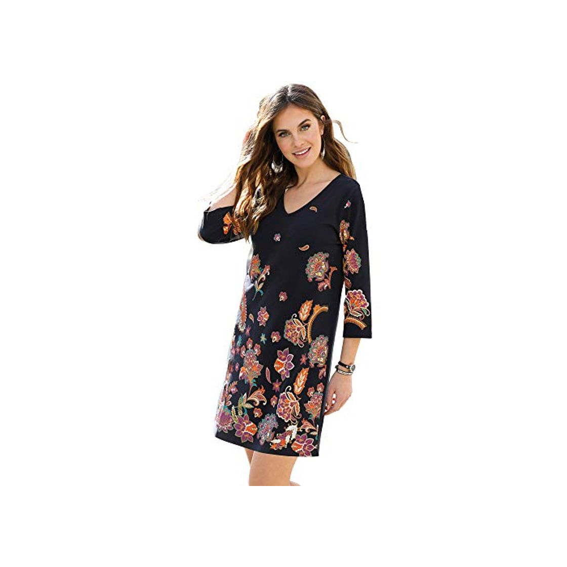 Fashion VENCA Vestido Felpa Estampado Oriental Frontal Mujer by Vencastyle - 030235