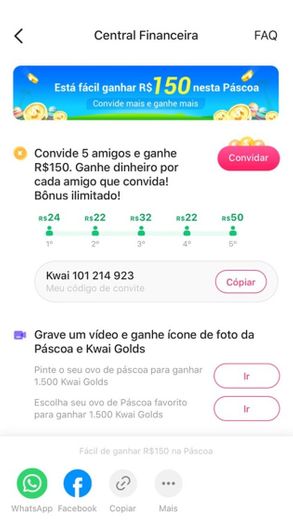 Kwai usem o código pra ganhar 