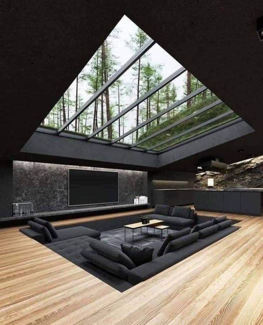 Moda Black living room glass ceiling 