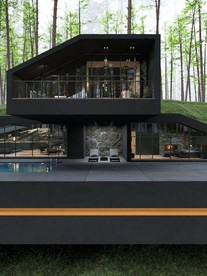 Moda Black house glass walls