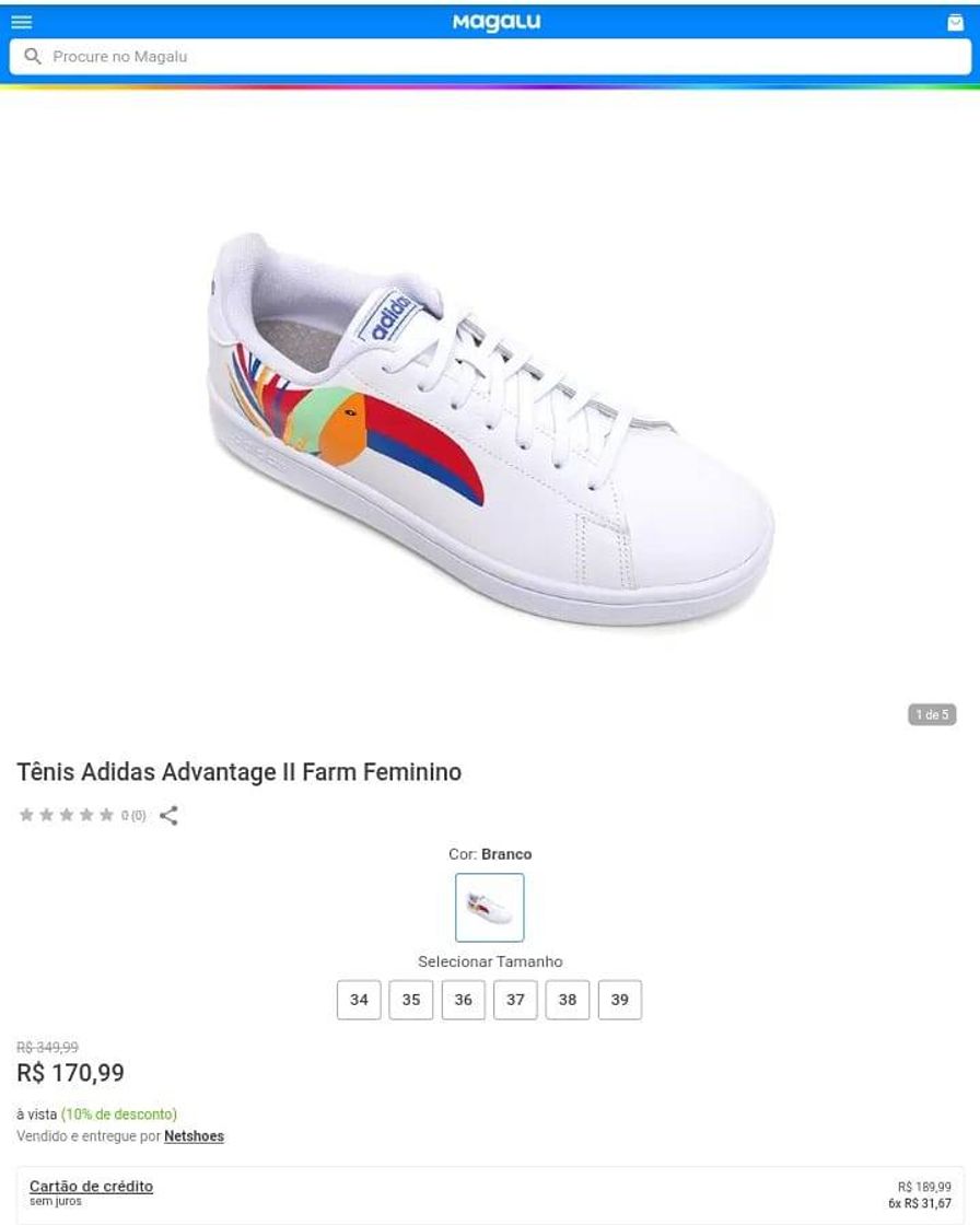 Fashion Tênis Adidas Advantage II Farm Feminino