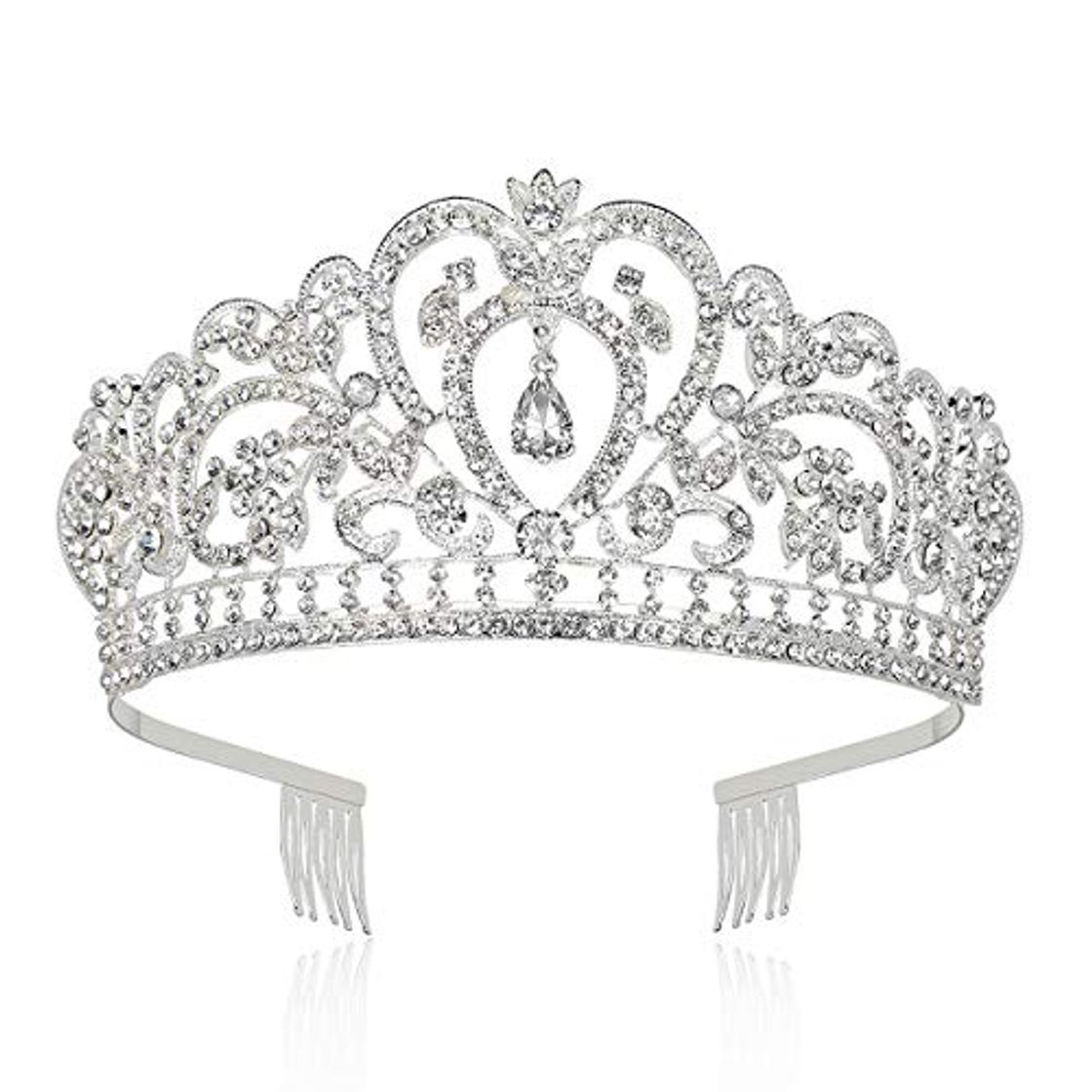 Places Makone Tiara Corona de Cristal con diamantes de imitación peine para corona