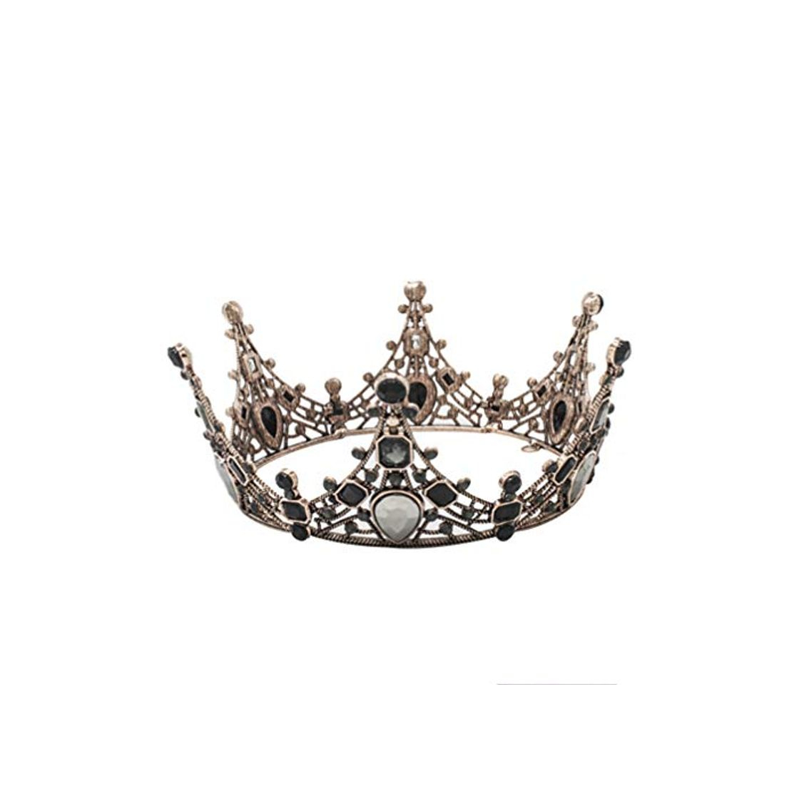 Producto Lurrose corona barroca cristal negro redondo reina corona vintage bronce tiara nupcial para boda prom