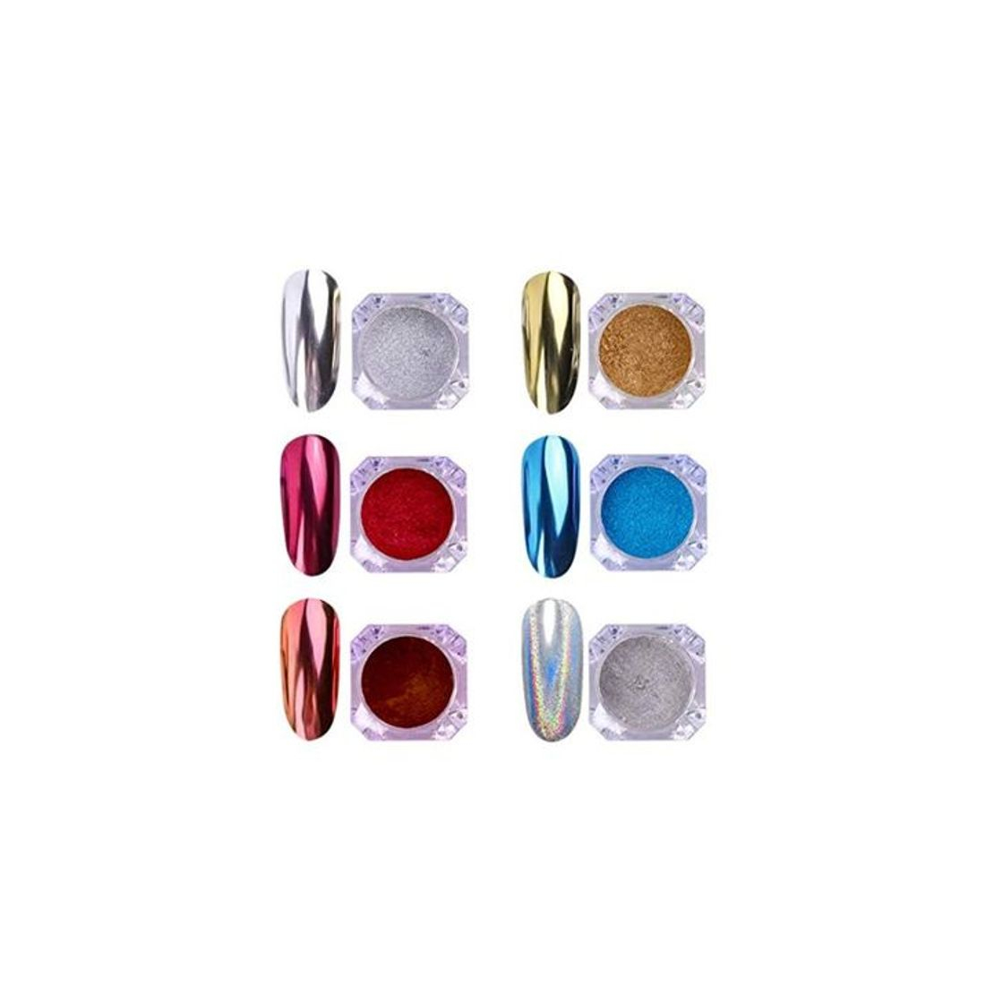 Belleza AIMEILI 6 colors Polvo Acrilico Para Uñas Colores Esmalte Uñas Efecto Espejo