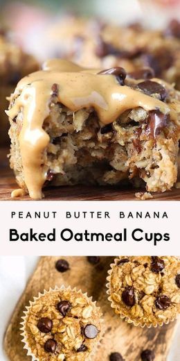 Peanut Butter Banana Baked Oatmeal Cups

