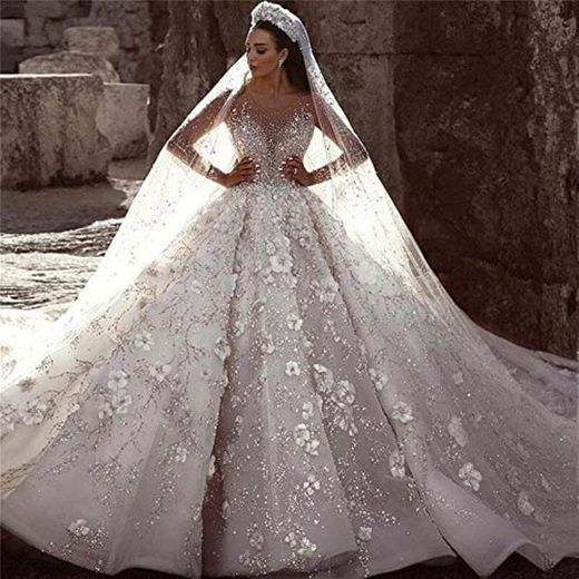 QING XIN-1225 Wedding Dress,Prom Dresses del Banquete de Manga Larga Vestido de