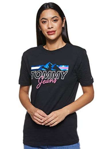 Tommy Hilfiger Tjw Mountain Flag tee Camiseta, Negro