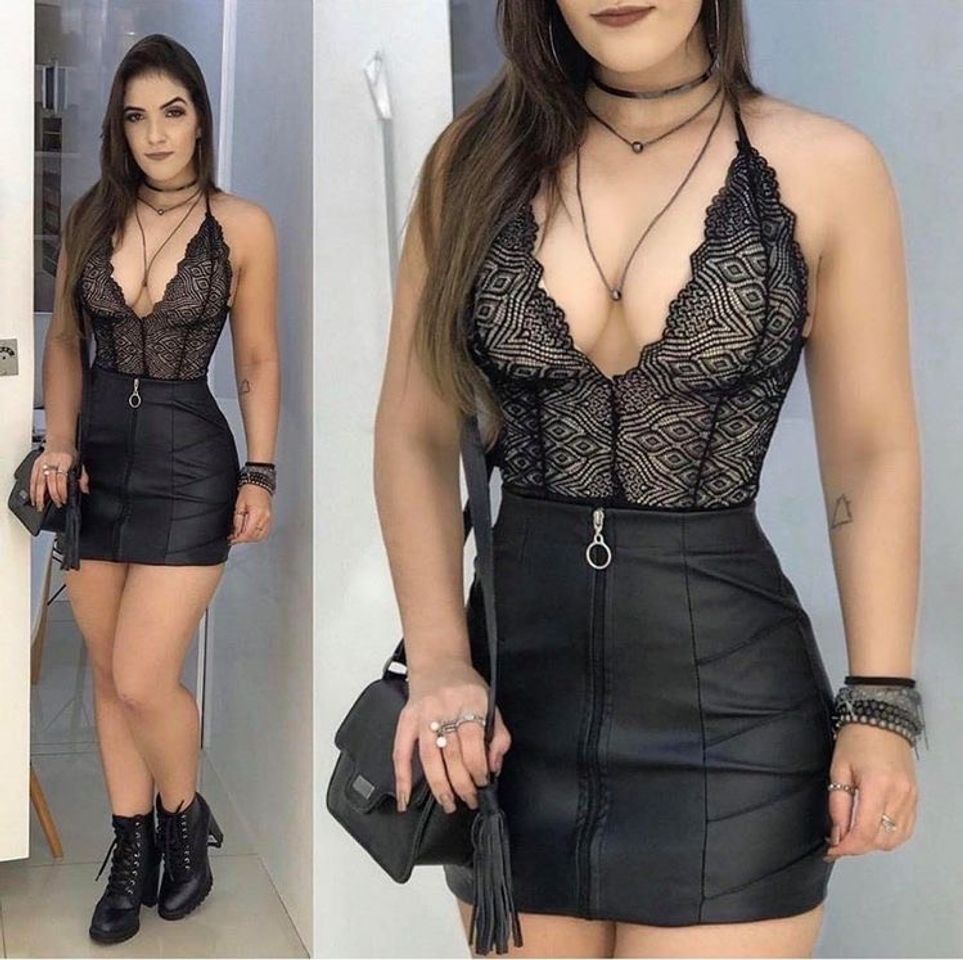 Social Saia de couro fake 