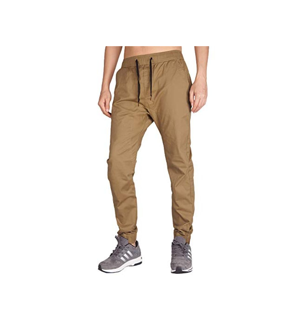 Moda ITALY MORN Hombre Jogger Pantalones Khaki para el Trabajo Baggy S Caqui Oscuro