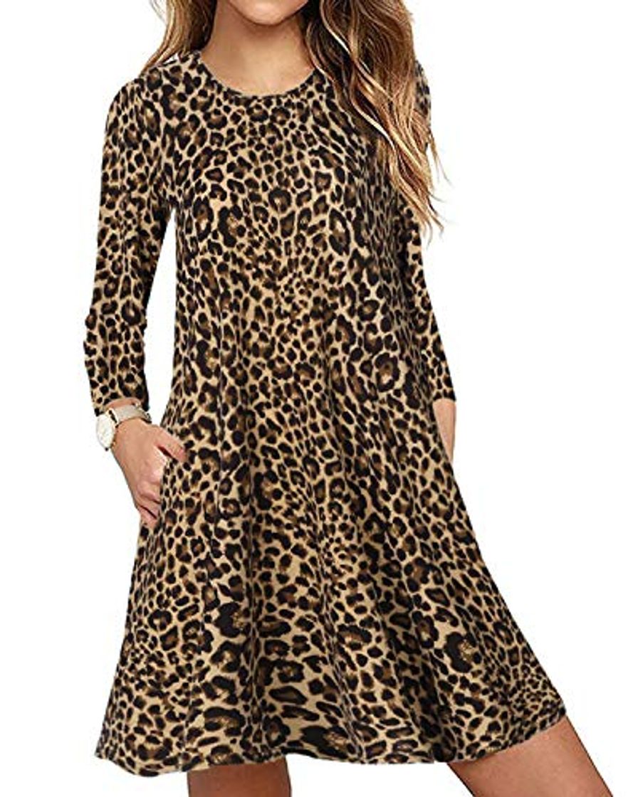 Social CNFIO Mujer Vestido Cuello Redondo Manga Larga Plus Tamaño Tops Moda Jersey