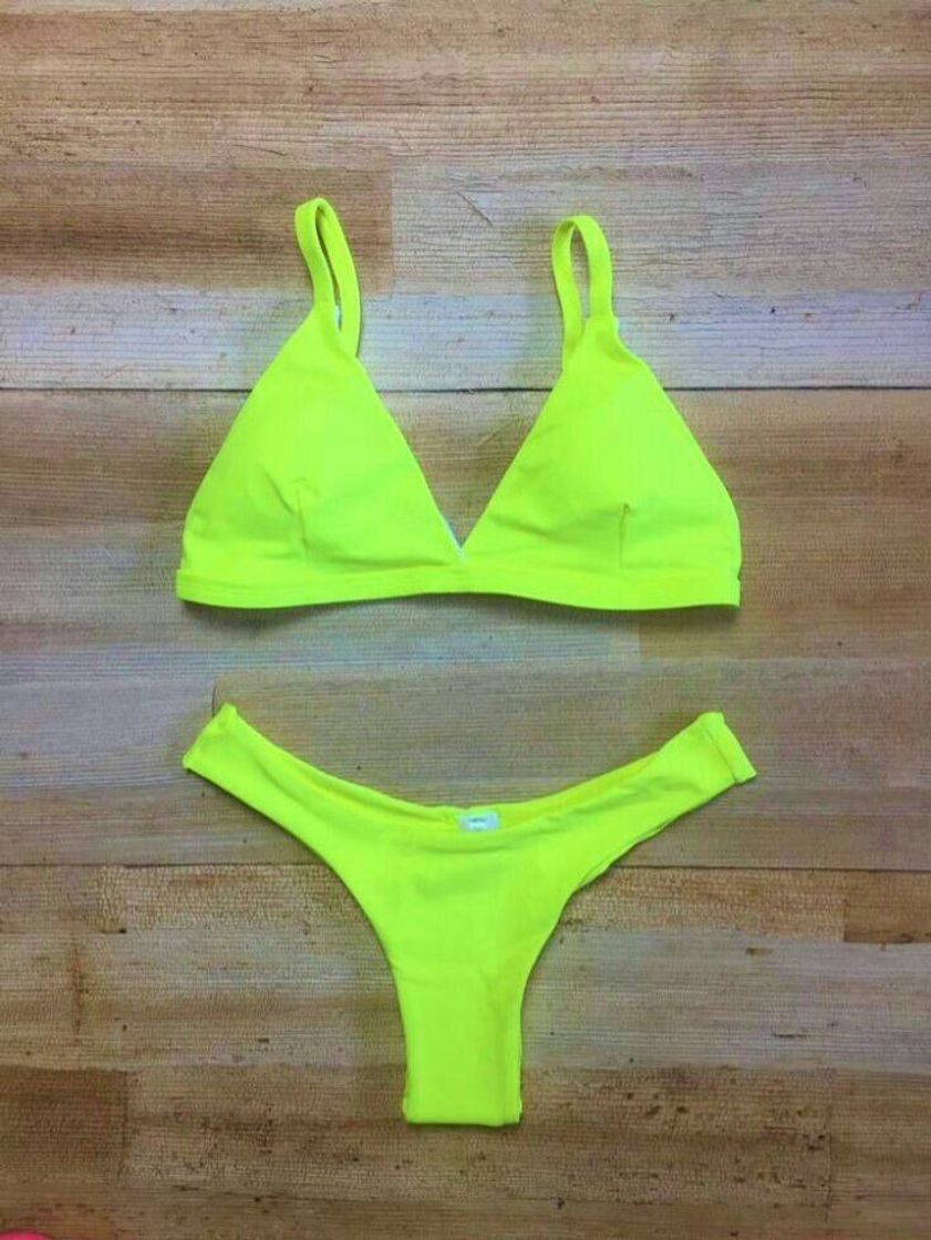 Fashion Biquíni asa delta amarelo neon