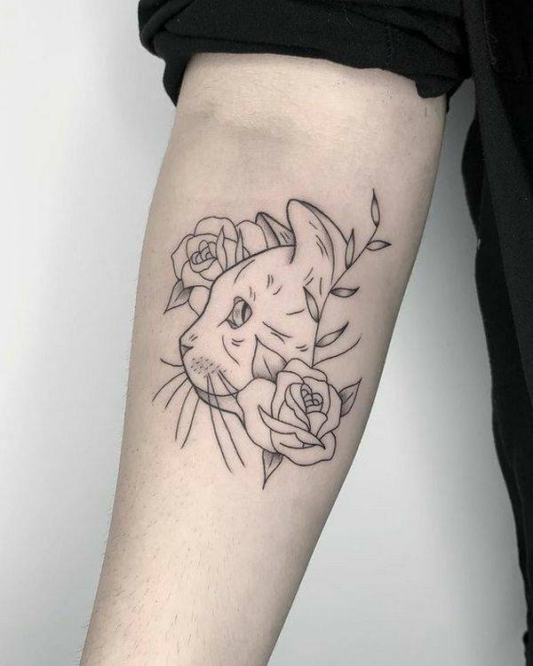 Fashion Inspirações de tatuagens minimalistas: gatinho🤍