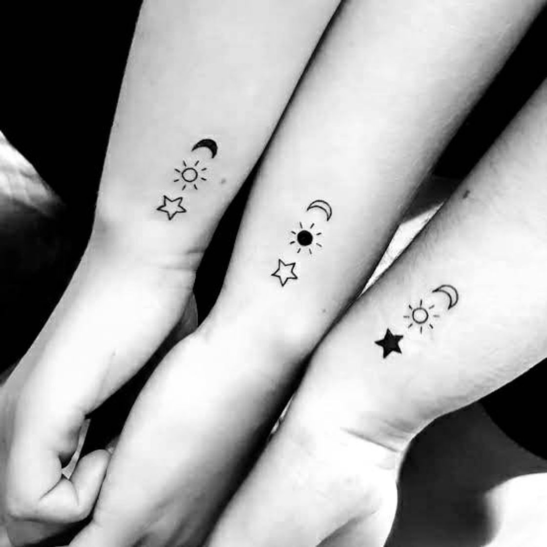 Moda Tattoo Trio Sol☀️ Lua🌙 e Estrela🌟