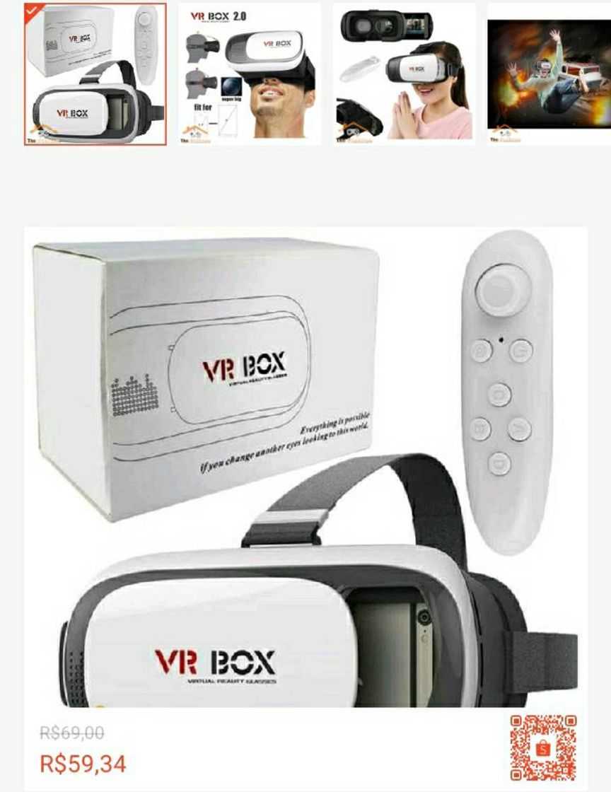 Fashion Óculos VR Box Realidade Virtual RV 3D + Controle Bluetooth