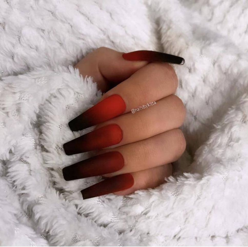 Social Red and black matte ombre Nails