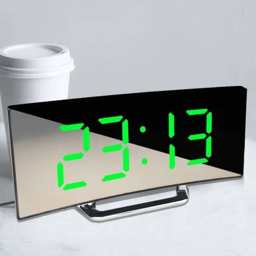 Digital despertador curvo tela plana led relógios de alarme