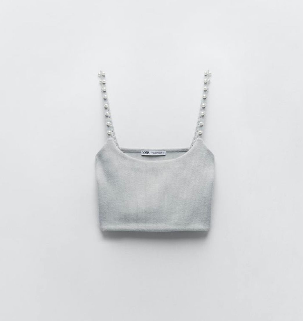 Fashion SOFT-TOUCH CROP TOP WITH FAUX PEARLS | ZARA International