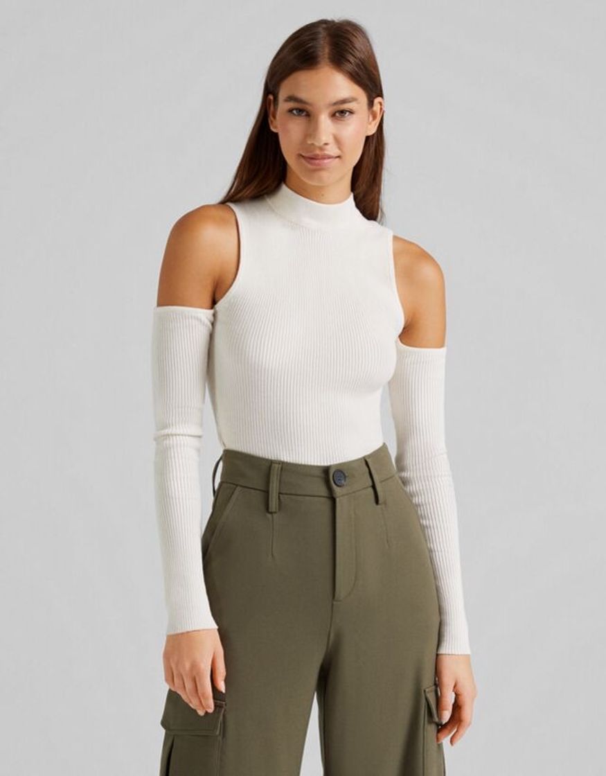 Fashion Ribbed sweater with arm warmers