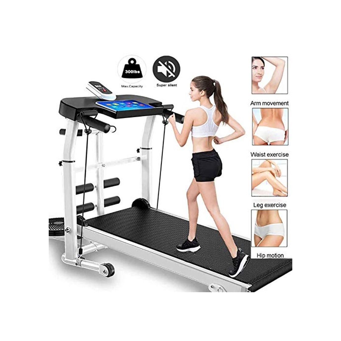 Producto DLMYZ Cinta De Correr Mecánica Plegable 4 En 1 Ejercicio Aerobico Máquina De Caminar Multifuncional Abdominales Pendiente Ajustable Equipo De Gimnasio En Casa