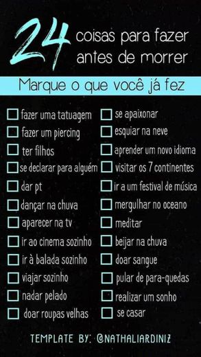 24 coisa pra fazer antes de morrer