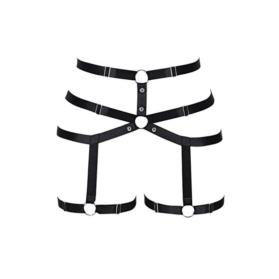 Social PETMHS Arnés de pierna punk para mujer, liguero, cuerpo, elástico, tiras, muslo,