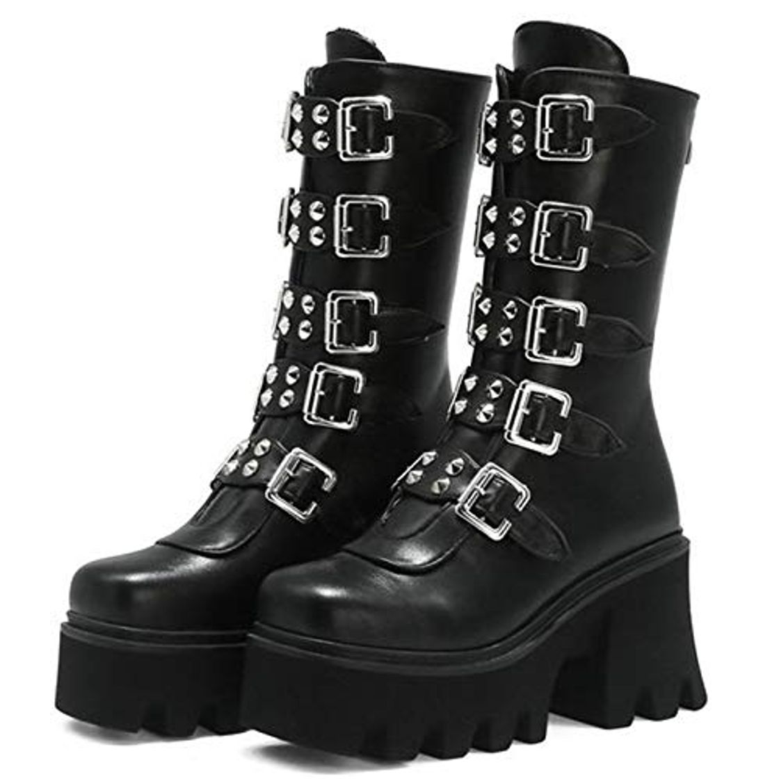 Social MWbetsy Botas Martin de Plataforma gótica Punk para Mujer Hebilla de cinturón