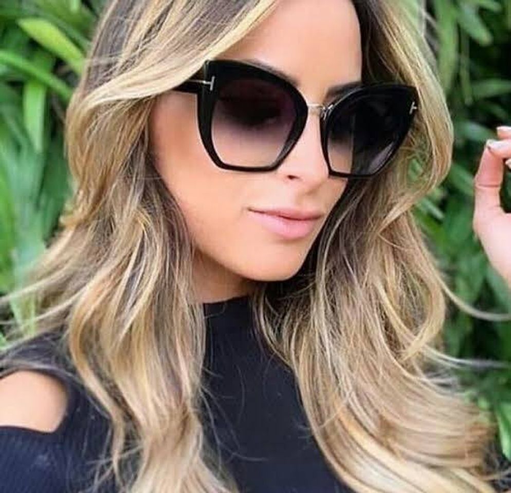 Fashion Oculos de sol feminino gatinho preto grande