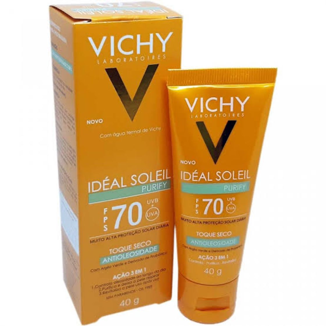 Fashion Protetor Solar Vichy Ideal Soleil Purify Toque Seco FPS 70 com 40g