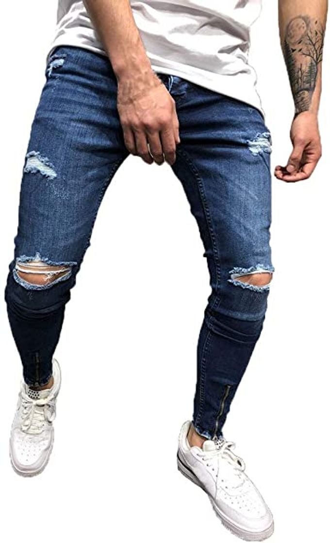 Fashion Pantalones Vaqueros Hombre Casuales Moda Pantalones Vaqueros Rotos Hombre Jeans Trend Corto Pantalones Pants Skinny Pantalon Ropa Fitness Hombre Jeans Largos Pantalones vpass