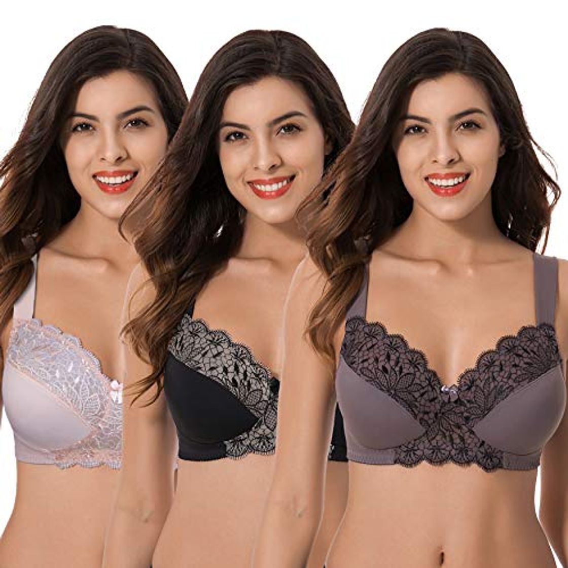 Fashion Curve Muse - Sujetadores inalámbricos minimizadores sin Forro Talla Grande con Encaje