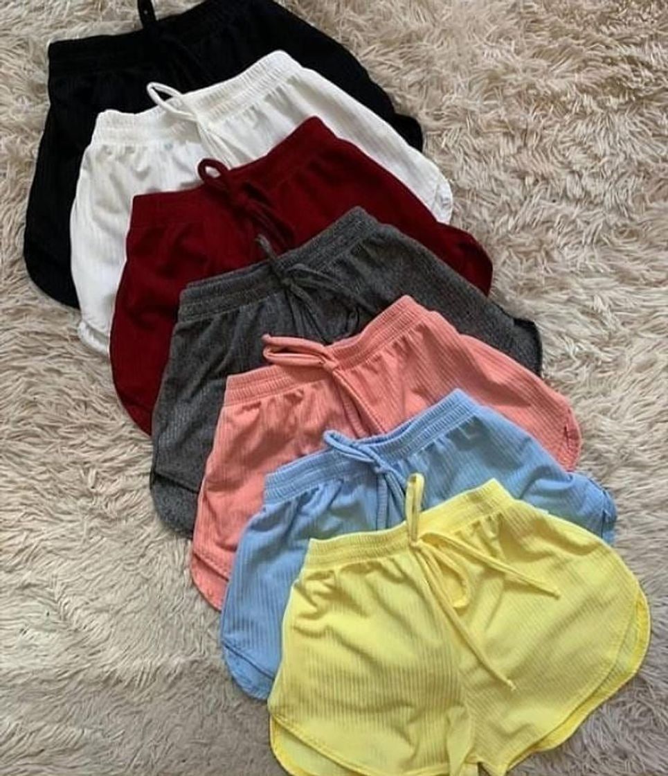 Moda Shorts curto de malha, canelada