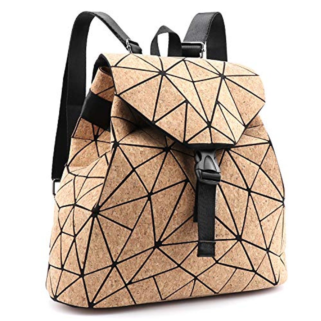 Fashion Kaibe Bolso bandolera de corcho para mujer con solapa estampada bolso grande