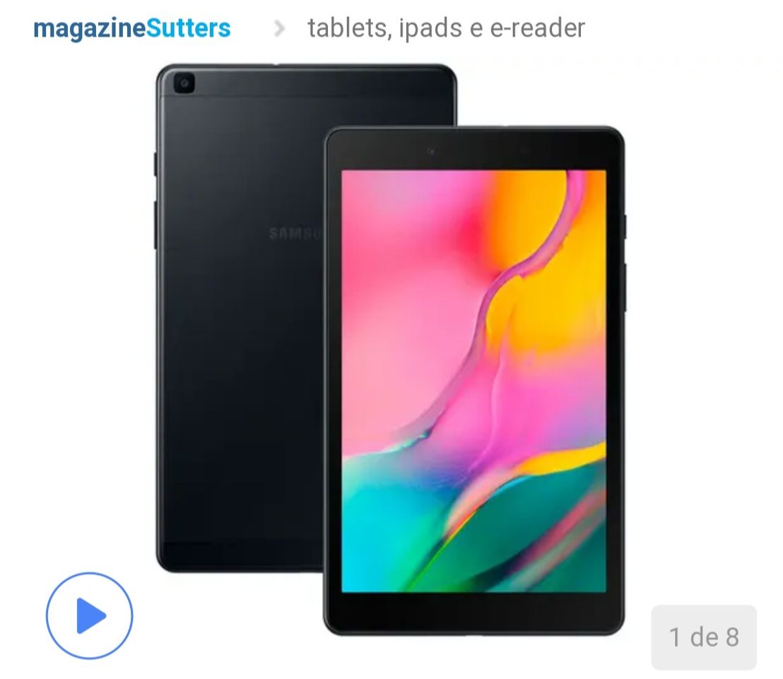 Moda Tablet Samsung Galaxy Tab A T290 32GB 8” Wi-Fi - Android 9.0