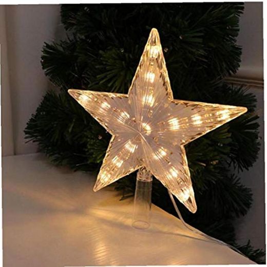 Aisoway Estrella de la Navidad del Primero del árbol de luz LED Cima del Ornamento de la Estrella decoración del hogar con Plug