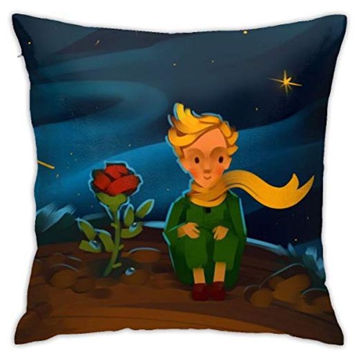 iksrgfvb Fundas de Cojines Fundas de Cojines decoración El principito y la Rosa en un Planeta en el Hermoso Cielo Nocturno en el sofá Cama del Coche 45X45 CM