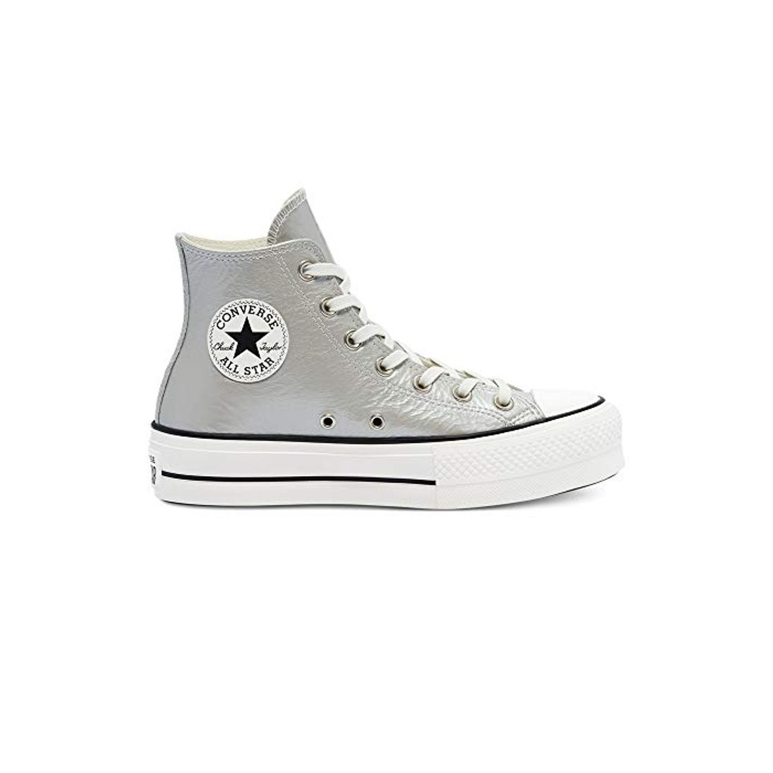 Moda Converse Chuck Taylor All Star Lift Metallic Classics Hi Plata/Negro