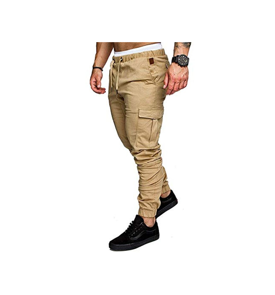 Moda Socluer Hombre Pantalones de Carga Deportiva de Talla Grande Pantalones Largo con Bolsillos Pantalones Cinturón de Cintura elástico Casuales Pantalones