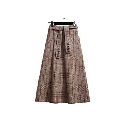 Faldas de Gran Tamaño de las Mujeres Otoño e Invierno de Lana de 2019 Nuevo Plaid para Mujer de Cintura Alta Gran Swing Jupe Señora Femme Saia F1920