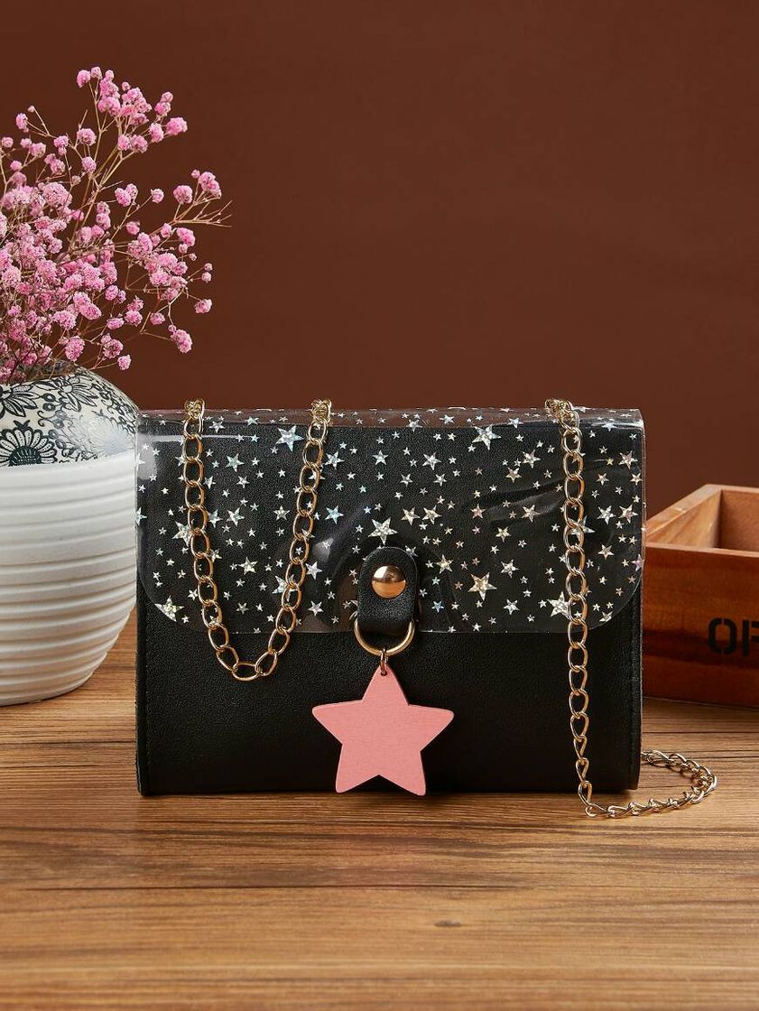 Moda Bolsa de corrente com aba Star Charm
