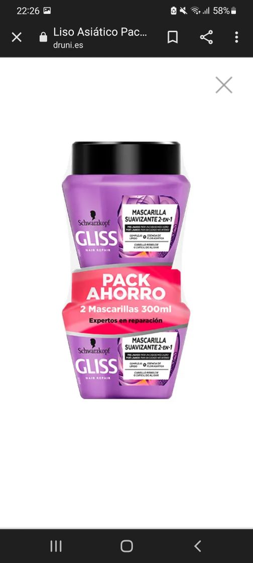 Beauty Gliss Mascarilla Suavizante Liso Asiático Pack