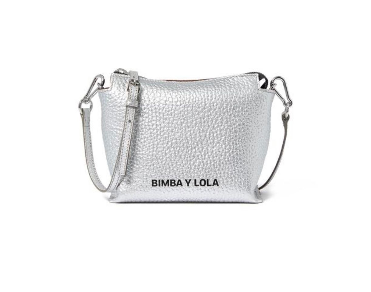 Moda Bolso bandolera piel plata 