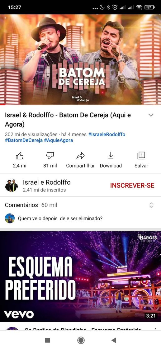 Music Israel & Rodolffo - Batom De Cereja (Aqui e Agora) - YouTube