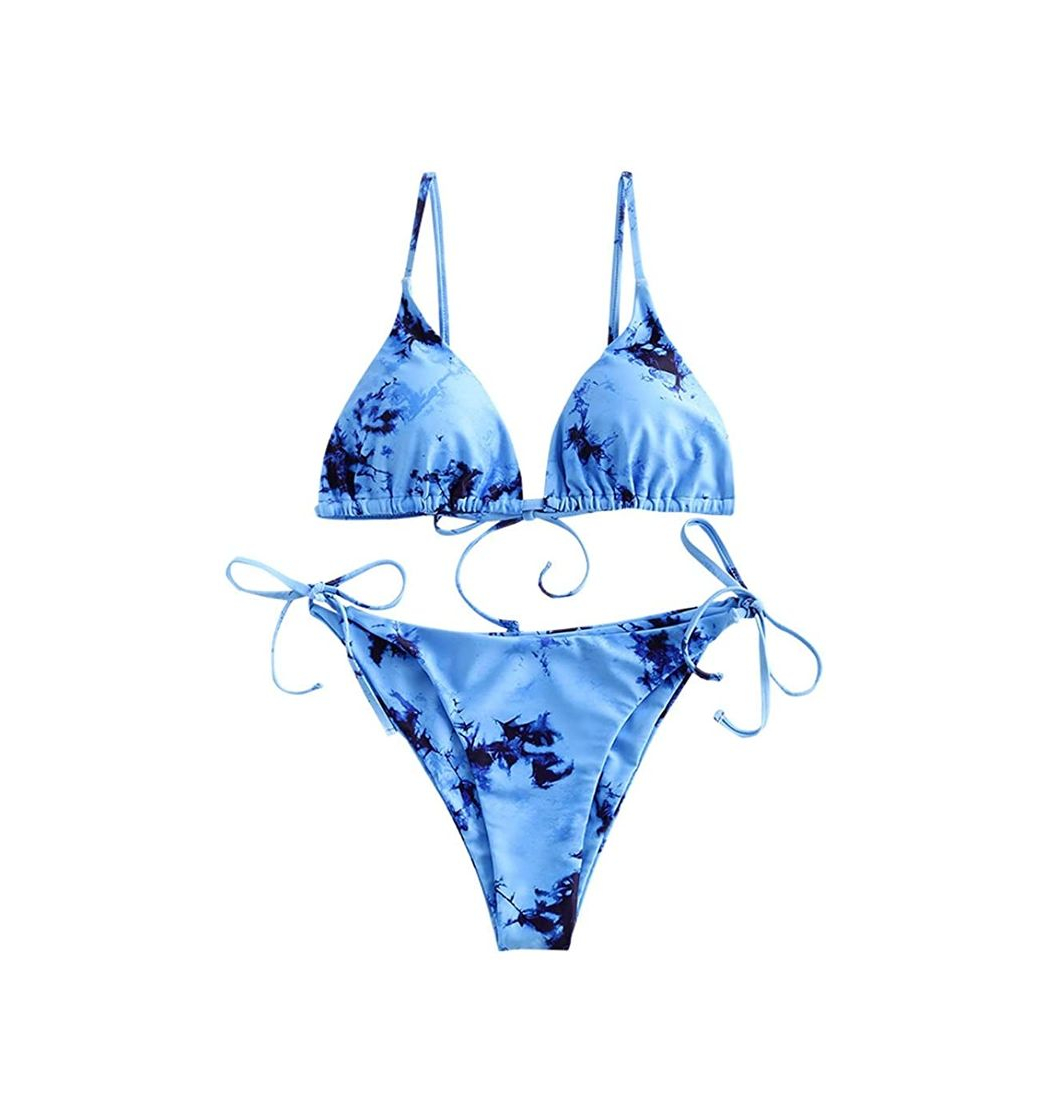 Products ZAFUL Mujer Bikini Conjunto, Copa Triangular de Encaje con Estampado Tie Dye