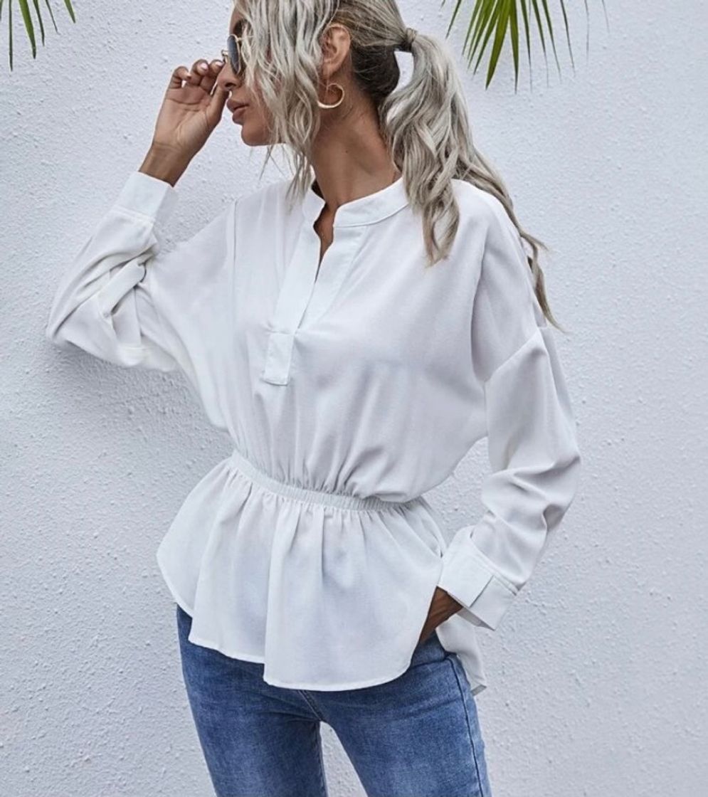 Moda Camisa peplum de hombros caídos 