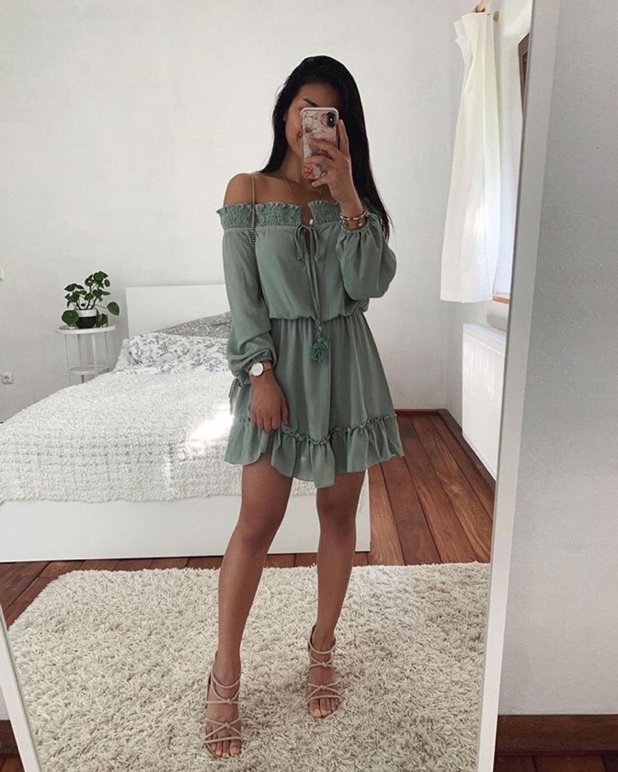 Fashion Vestido verde casual ✨