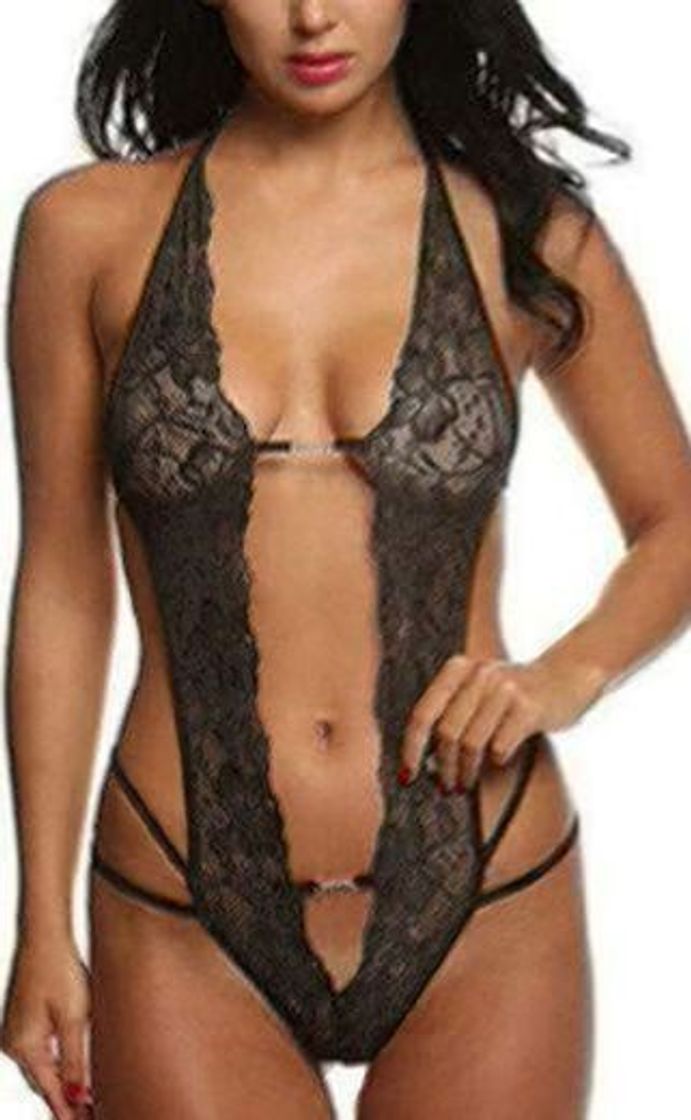 Fashion UMIPUBO Mujer Ropa de Dormir Conjunto Sexy Transparente Lingerie Escotado por Detrás