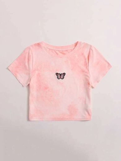 Camiseta rosa com borboleta